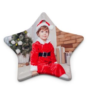 Рождественские украшения Blank White Sublimation Ceramic Creamic Cround Cround Heart Star в форме украшения