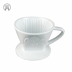 Europeanstyle Handpushed Coffee Filter Cup Ceramic Color Glaze Single hole Pot White Conical Can Custom 220621