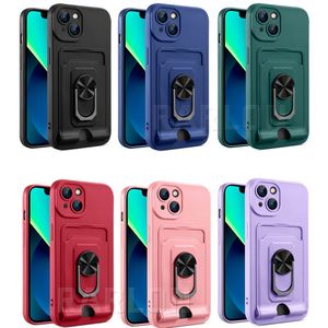 Multifunctional Lens Protection Phone Cases With Card Pocket Magnetic Ring Kickstand For IPhone 15 14 Pro Max 13 12 11 XS Samsung S23 Ultra S22 S21 FE A14 A54 A73 A33
