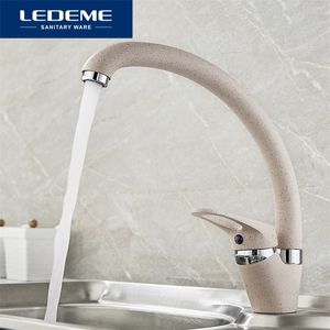 Ledeme Faucet Brass Kitchen Mixer Cold and Single Handle Swivel Spout Water Sink Tap kranar L5913 4 Färg 220401