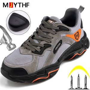 MJYTHF Male Lightweight Work Sneakers Steel Toe Shoes Security Boots Anti-smash Safety Shoes Men Boots Indestructible Shoes 220609