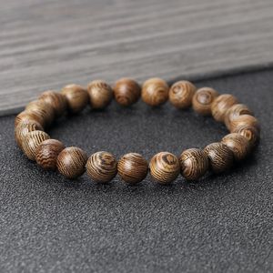 Beaded Strands Prayer Armband Natural Wood Rosary Meditation Buddha Armband Bangles For Men Women Yoga Healing Balance SMyckespresent