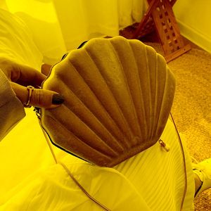 Kvällspåsar Sweet Lady Shell Crossbody Bag 2022 mode av hög kvalitet sammet kvinnor#39; s designer handväska kedja axel messenger bagev