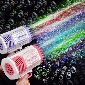 Bubble Gun Rocket 69 Holes Soap Bubbles Electric Machine Gun Form Automatic Flower With Light Toys Bubble Bazooka Blower 220705