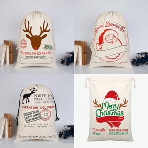 Wholesale personalized drawstring gift bags for sale - Group buy Lowest Price Personalized Christmas Sacks Stocking Xmas Gift Bag Santa Christmas Cotton Linen Sack Holder Drawstring Bag Candy Pouch H Ship fy4909