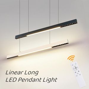 Lampy wiszące nowoczesne lampy LED LUSTER DIMMABLE liniowe światła reflektorów sufit żyrandol jadalnia bar Salon wiszący oświetlenie