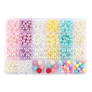 New 24 Grid bead Candy Color Straight Hole Imitazione Perla Perforata Macaron Plastica Ornamento fai da te Accessori perline