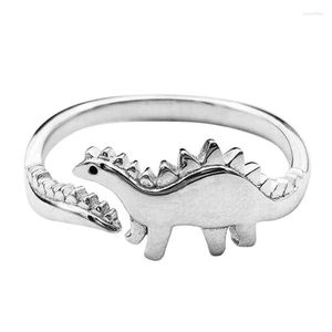 Ringos de cluster Dinosaur Ring Metal Silver Dragon Stegosaurus Jóias fofas Animal aberto Presente ajustável para homens Ringscluster wynn22