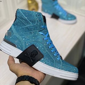 Neue High Tube Echtes Leder Glitter Stiefel Rindsleder Paar Dicken Boden Frauen Männer Schuhe Strass Metall Schädel Nnkle Stiefel mkjkkk0001