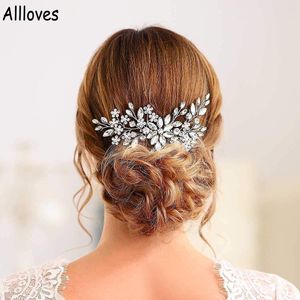 Glittering Bridal Headwear Hair Combs Headpieces Silver Rhinestone Brides Hairdress Party Prom Hair Accessories Wedding Jewelry Fashion Tiaras for Women CL0866