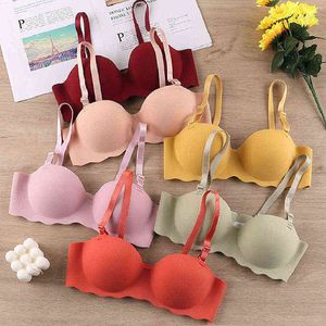 Fläkt. Sweet One Piece Seamless Collecing BH Women Underwear Justerbar push-up BRALETTE TRIE Free Brasserie Female Lingerie L220727