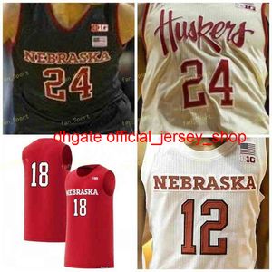 College NCAA Nebraska Cornhuskers Basketball Jersey 10 Karrington Davis 11 Dachon Burke 12 Thomas Allen 14 Isaac Copend Jr Custom Stitched