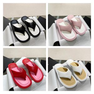 Designer Sandals 22S Women Flip-Flops Thick Bottom Square Toe Slippers Genuine Leather Slides Outsole Sheepskin Lining Beach Shoes Bule