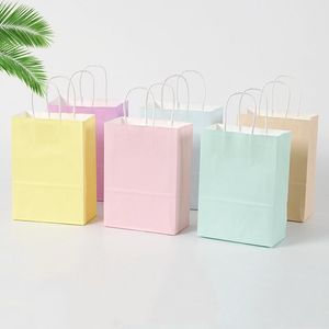 Gift Wrap 10pcs Kraft Paper Bags Blue/Pink Pastel Candy Rainbow Party Decoration Baby Shower Wedding PackagingGift