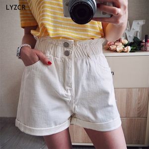 Lyzcr Vintage Loose Denim Shorts Kobiety Summer 2020 White Talle Białe szorty dżinsy swobodne damskie damskie panie Krótkie Jean Feminina LJ200818