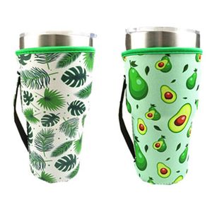 Reusable Drinkware Handle Print 30oz Tumbler Ice Coffee Cup Sleeve Cover Neoprene Insulated Sleeves Holder Bags Pouch For 32oz Tumblers Mug Water Bottle