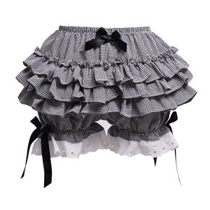 Lolita piga ruffle shorts för kvinnor flickor bomullsbyxor blommor kawaii söta säkra korta byxor