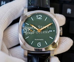 44mm Green Dial Watches Men Watch Mens Automatic P.9001 MOTION MEKANISKA 1056 VS Black Leather Strap Band Pam Firenze VSF Sapphire Auto Date Steel Wristwatches