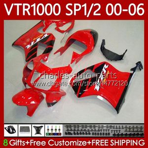 Fairings Kit For HONDA VTR1000 RC51 2000 2001 2002 2003 2004 2005 2006 Body 123No.113 RTV1000 Red black VTR 1000 SP1 SP2 2000-2006 VTR-1000 00 01 02 03 04 05 06 Bodywork