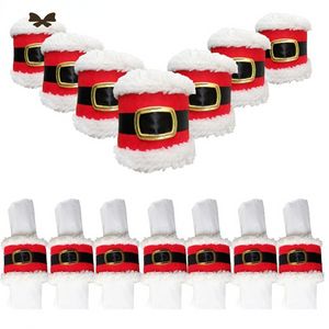 Stock Christmas Santa Claus Belt Buckle Napkin Rings Wedding Banquet Dinner Decor Napkin Serviette Holders Table Decorations P0719