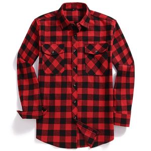 Herbst Herren Flanell Plaid Langarm Casual Button Shirt USA Regelmäßige Fit Größe S bis 2XL, klassisch kariert, Doppeltasche Design 220323