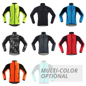 ARSUXEO Winter Warm Up Thermal Fleece Giacca da ciclismo Bicicletta MTB Abbigliamento da bici da strada Maglia lunga impermeabile antivento