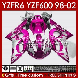 Fairings Kit för Yamaha YZF 600 CC YZF-600 YZF R6 R 6 98-02 BODY 145NO.139 YZF600 600CC COWLING YZF-R6 1998 1999 2000 2001 2002 YZFR6 98 99 00 01 02 OEM BOODWORWS GLOFSY Pink
