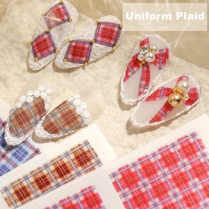 Adesivi Decalcomanie 1 Foglio Uniforme Plaid Nail Art 3D Per Unghie Pizzo Manicure Inghilterra Design Accessori Fai Da Te Prud22