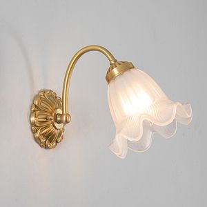 All Copper Flower Wall Lamps French Retro Study Balcony Bathroom Mirror led Light American Bedroom Bedside Wall Lights Modern Living Room Aisle Background Sconces