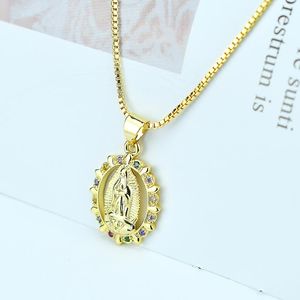 Hänge halsband charms colar zircon halsband för moder gåvor jungfru mary kvinnor vår fru av guadalupe religiösa smycken