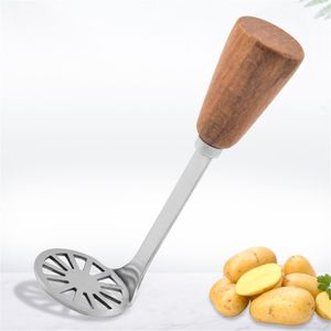 Фруктовый овощной инструмент из нержавеющей стали картофель с нескользящей деревянной ручкой пюре из пюре, пресс-дробилка xbjk2204