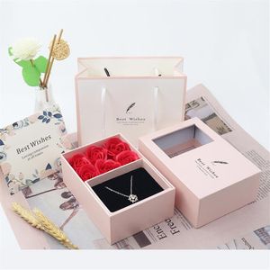 ROSE SPACE Rose Gift Propose Jewelry Box Artificial Flowers Saop For Valentines Day Christmas Party Decoration Girl Gifts296q