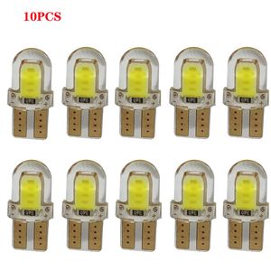 新しい10PCS LED T10 W5W 194 168 W5W COB 8SMDライセンス電球駐車電球自動車ウェッジクリアランスランプシリカカースーパーブライトバルブ