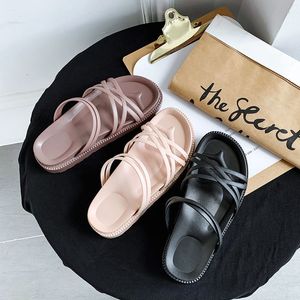 GAI GAI GAI 2022 Womens Sandals Flat Heel Slides Slippers Ankle Strap Cross Casual Shoes Green Pink Nude Black Red Sports Sneakers