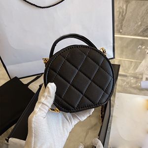 Wholesale golden leather resale online - High quality Classic new Circle bag black cake Mini round bag golden chain retro Caviar leather long strap crossbody Bags Totes ch