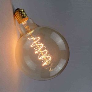 1PCS W V Lampy Edison Filament Cebon Clear Glass s żarówka E27 G125 dla świateł ozdobionej w domu ciepłe białe H220428