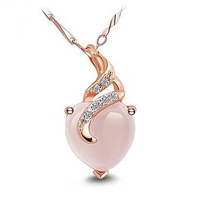 Gold Silber Halsketten Herz Opal Halsketten Anhänger mit Zirkonia Halskette Modeschmuck Geschenk für Frauen