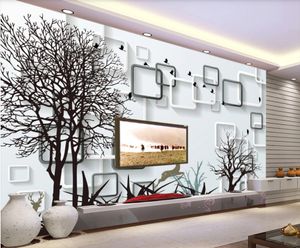 Anpassad tapet 8D Mural Stereo 3D Abstract Tree 3D Bakgrundsbilder TV Bakgrund Vägg Mural