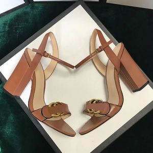 Classic High heeled sandals Designer Sandals G letter Luxury leather Heels sizes 35-42