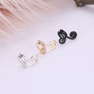 Orecchini alla moda in oro nero con chiusura a vite per le donne senza piercing alla cartilagine Puck Rock Vintage Ear Cuff Girls Jewerly Gifts