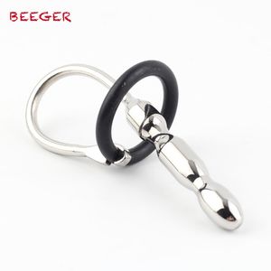 Brinquedos de som uretral de beeger, cateter de aço inoxidável suave, 3 bolas / 2 anéis, plugue uretral, dilatador de som masculino, plugue pênis