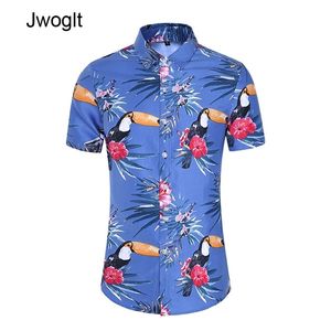 45KG120KG Camicia a maniche corte da uomo estiva Camicie hawaiane Camicie casual stampate con pappagalli e fiori Taglie forti 5XL 6XL 7XL 210412