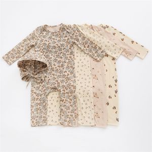 born Baby Strampler Langarm Bio-Baumwolle Markensäugling Jungen Mädchen Blumendruck Onesie Frühling Herbst geborene Babykleidung 220707