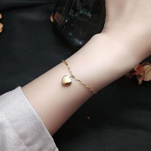 Link Bracelets Minimalist Stainless Steel Heart Pendant Bracelet PVD Plating Jewelry