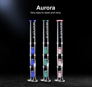 Partihandel fritt splittrade tre lager filter hookahs demonterad stil zink legering LED upplyst bas med omkopplingsbara färger vattenrör hookah 14.5mm kvinnlig led