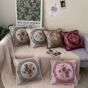 Almofada/travesseiro decorativo estilo clássico europeu cubra retro bordado flores jacquard almofada estojo de escritório sofá carro pílula decorativa