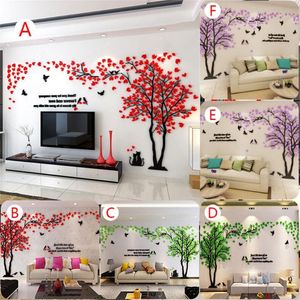 Akrylowa tapeta ścienna Naklejka 1 * 2m 3 Kolor ptak 3d drzewo TV Background Mural Home Decor Naklejki Moda Sztuka