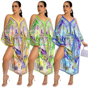Modna bohemia w stylu drukowana długa sukienka do damskiej hip-hop street lun