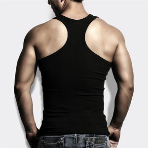 Mäns bomull av hög kvalitet undertröja kroppsbyggande bantande ärmlös Vest Basic Shirt Track Body Shaping Fitness Tank Tops 210308
