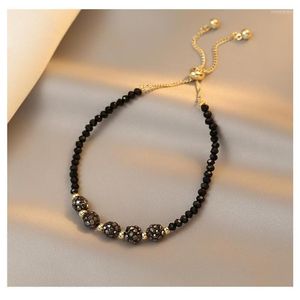 Цепочка ссылки 2022 модная черная хрустальная браслет для бисера для женщины Корейский простой изысканный изысканный золото -манжета Женские украшения inte22